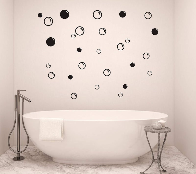 GESTYZ 90 Large Soap Bubbles Wall Decals, Bathroom Decals, Wall Art, Vinyl Stivkers for Bathroom, Bedroom, Nursery Decor(A35) (Black) - Image 1